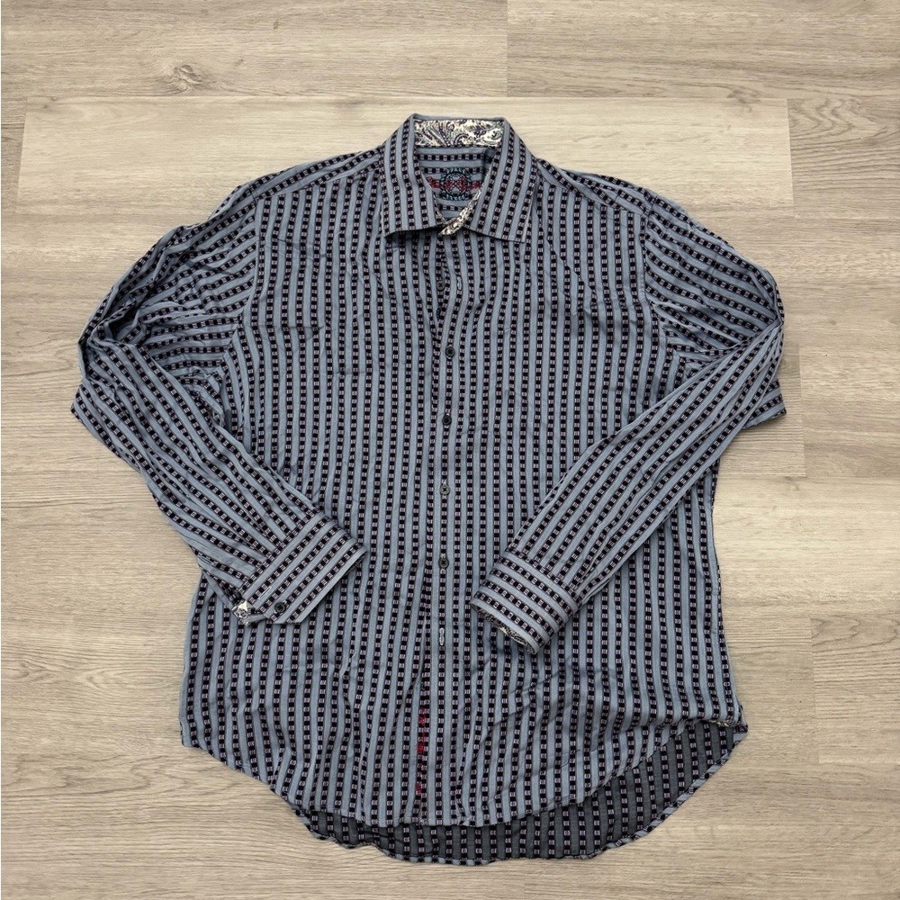 Robert Graham Button Down Shirt‎ Mens X-Large Flip Cuff Contrasting Sleeves